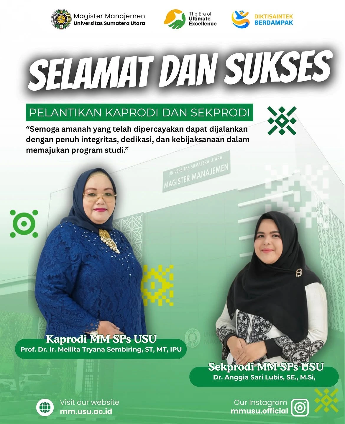 Pelantikan Ketua dan Sekretaris Program Studi Magister Manajemen USU: Memperkuat Kepemimpinan untuk Peningkatan Mutu Pendidikan